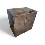 Industrial Salvage - A metal two door cabinet, 90cm high, 90cm wide