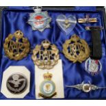 A sterling silver and tortoiseshell RAF sweetheart brooch;   other RAF badges