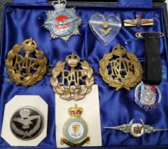 A sterling silver and tortoiseshell RAF sweetheart brooch;   other RAF badges