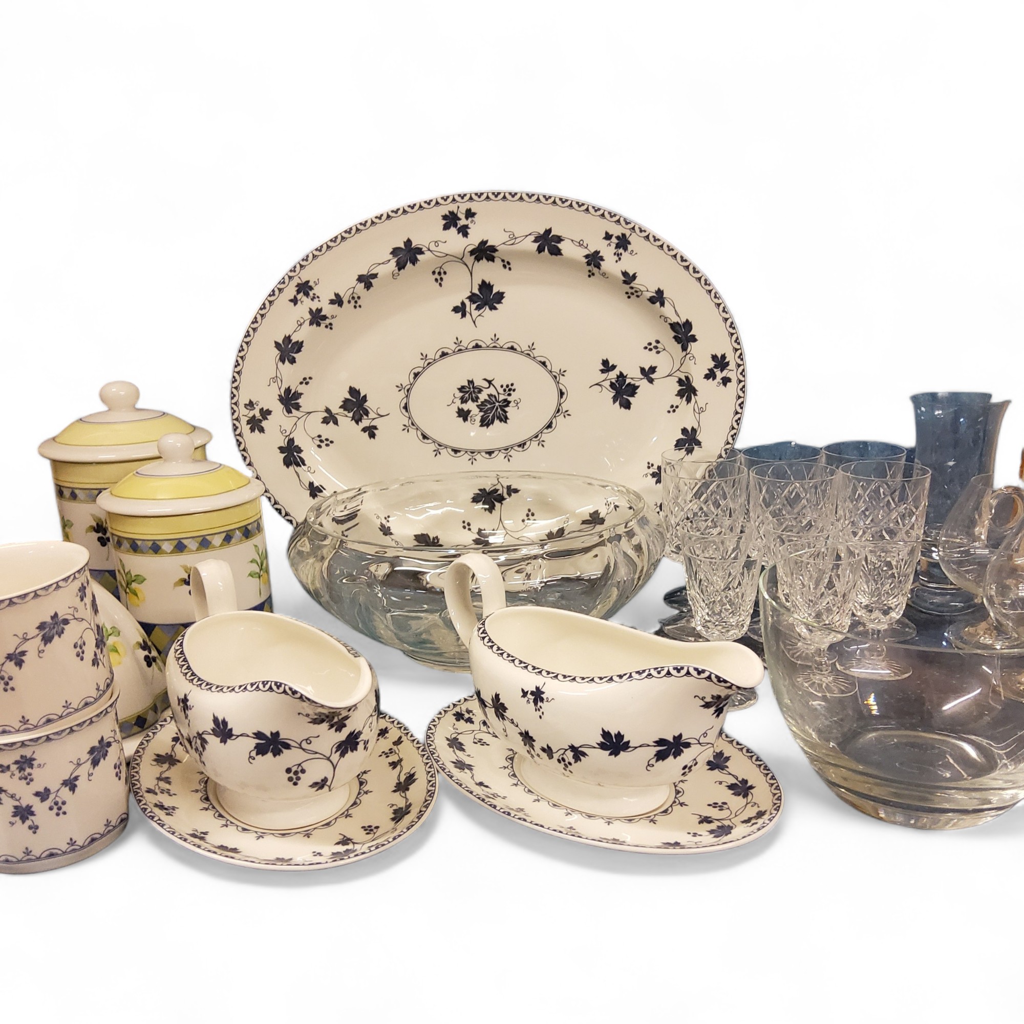 Ceramics and Glass - Royal Doulton Garmina storage jars and jelly mould;  Royal Doulton Yorktown