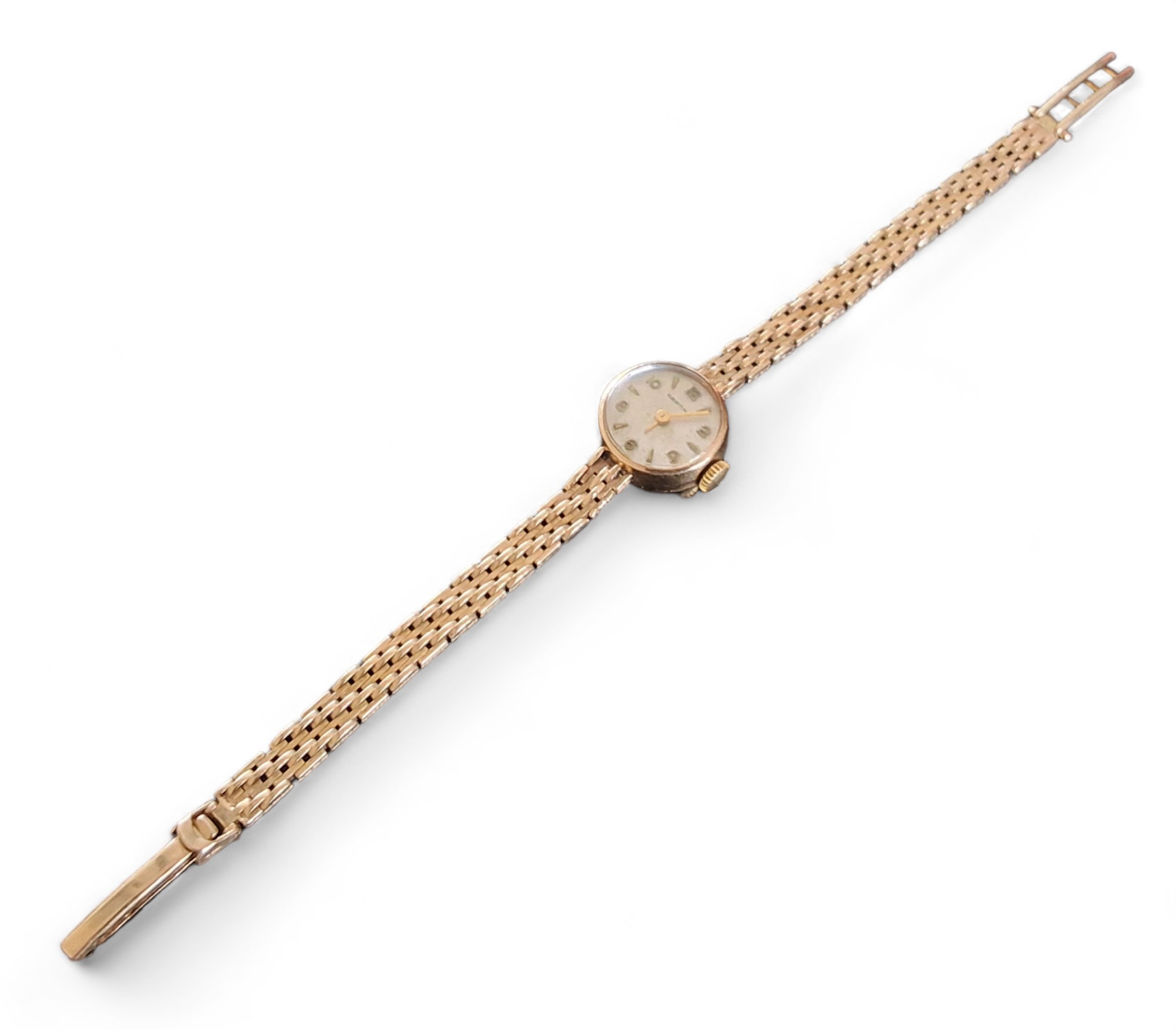A 9ct gold Certina lady's wristwatch, Swiss 17 jewel movement, silver dial, Arabic numders and baton