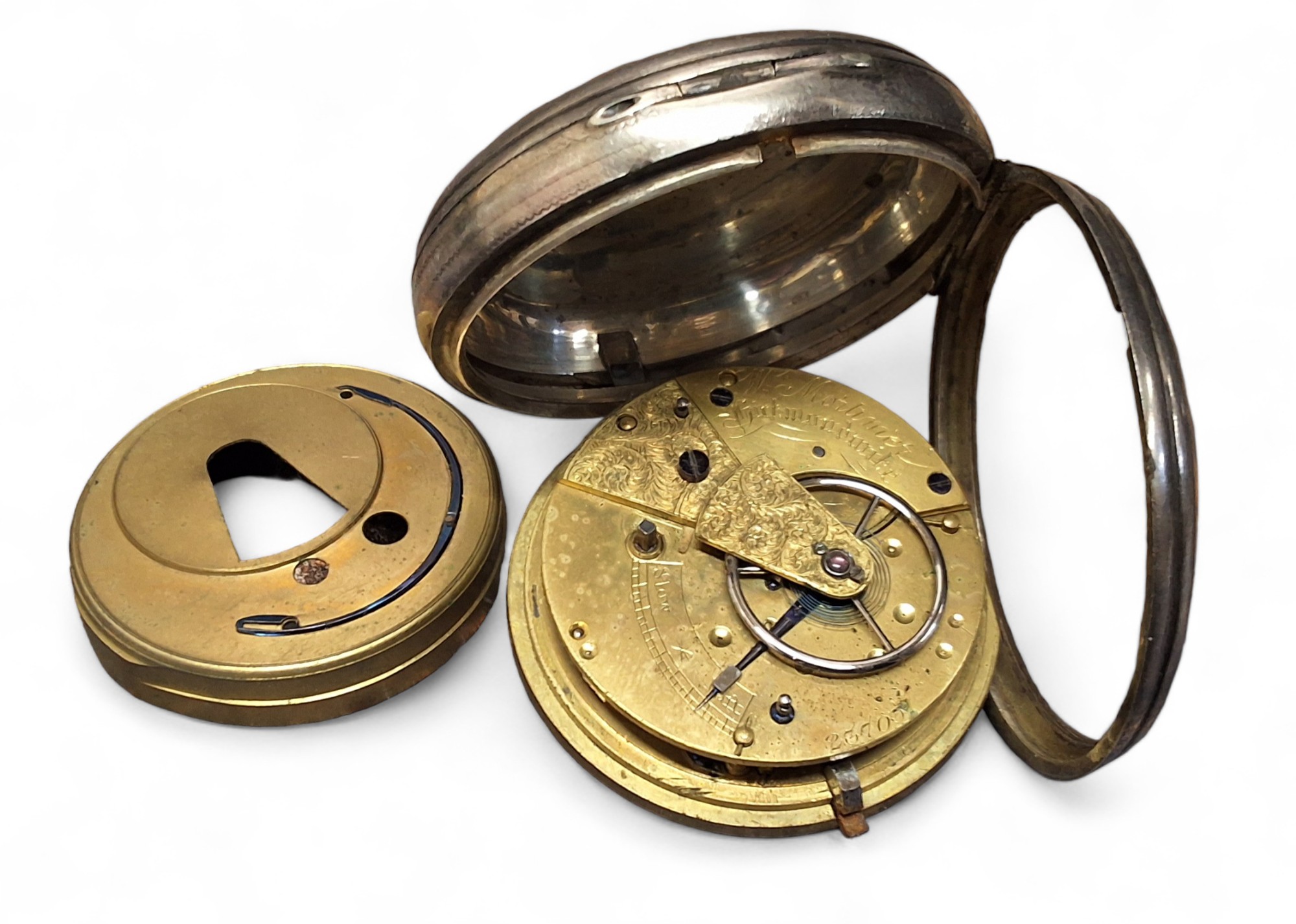 A Victorian silver open faced pocket watch, fusee movement marked W. Mortimer Hickmondwike no. - Image 3 of 3