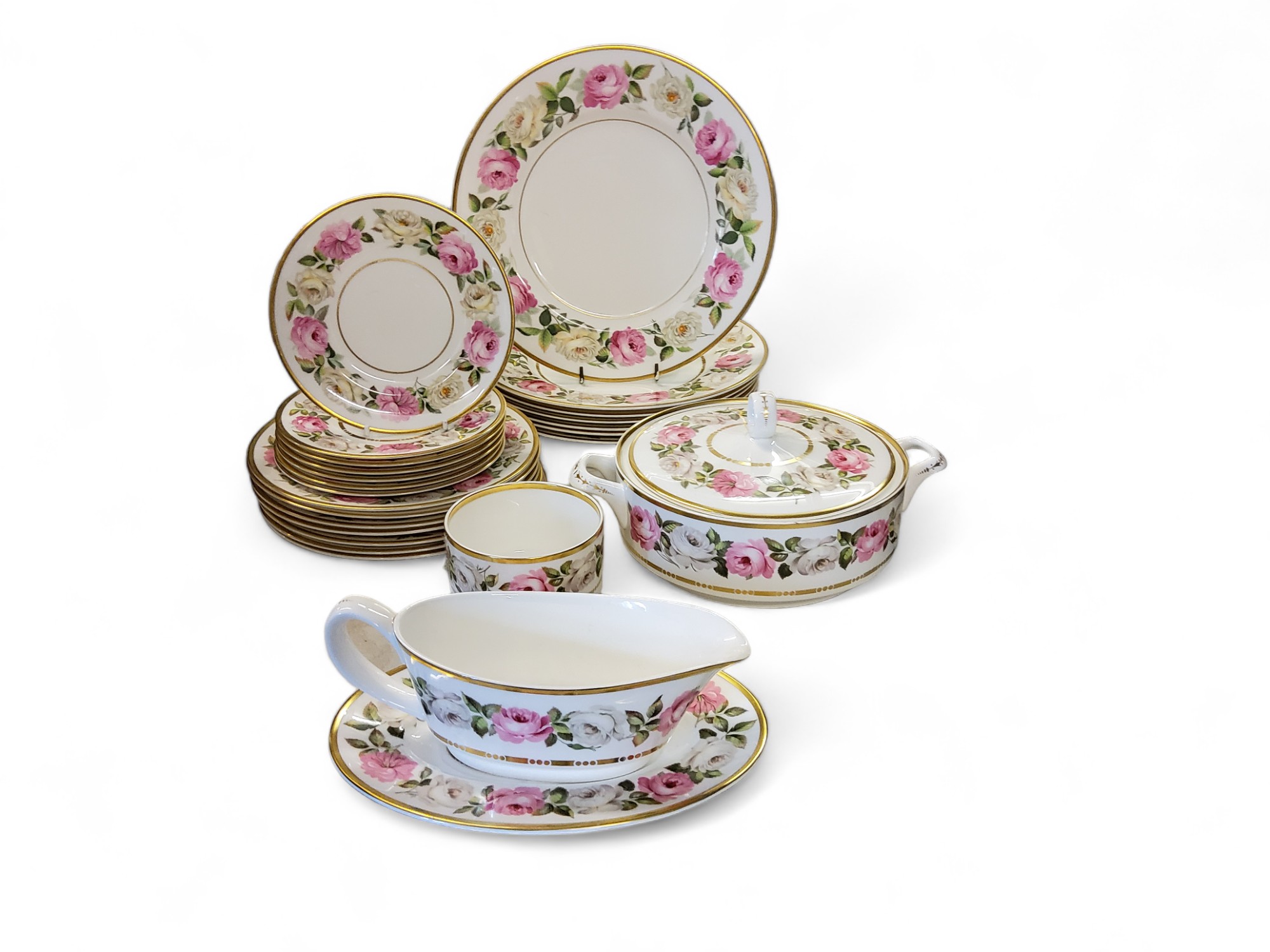 A Royal Worcester Royal Garden dinner service, for six, comprising dinner, dessert and side