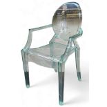 A Lou Lou Ghost childs chair designed by stark for Kartell, 63cm high, 36cm wide, 31cm deep