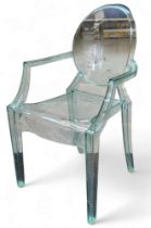 A Lou Lou Ghost childs chair designed by stark for Kartell, 63cm high, 36cm wide, 31cm deep