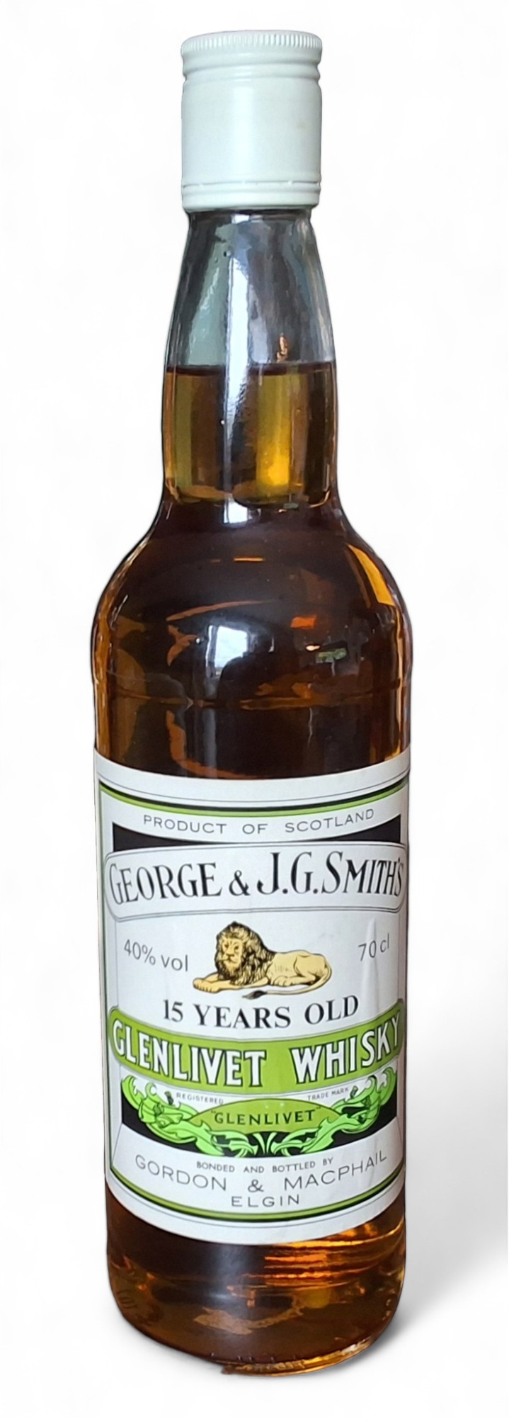 George & JG Smith's 15 Year Old Glenlivet Whisky, bottled 1970's, bonded and bottled by Gordon &