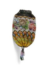 A Victorian beadwork evening bag, 22cm long, c.1860