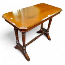 A late Victorian canted rectangular side table, 71cm high, 89cm wide, c.1870
