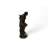 After Moreau, dark patinated bronze, Bather Surprised, 29cm high