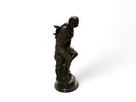 After Moreau, dark patinated bronze, Bather Surprised, 29cm high