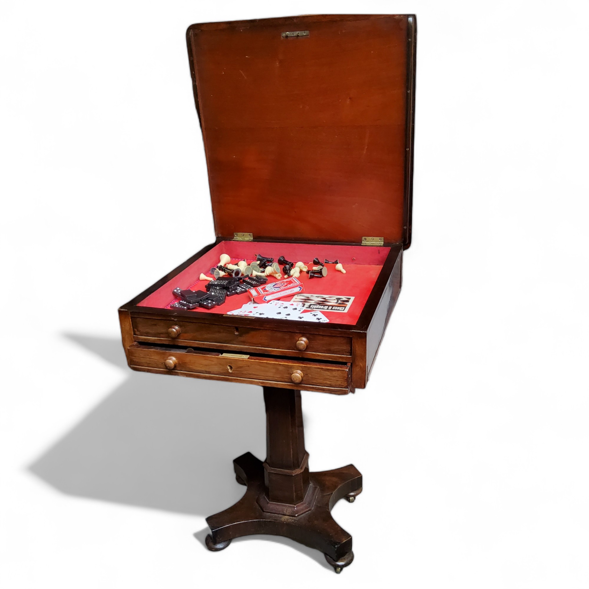 A 19th century rosewood side table, hinged rounded rectangular top, incurved rectangular base, - Image 2 of 2