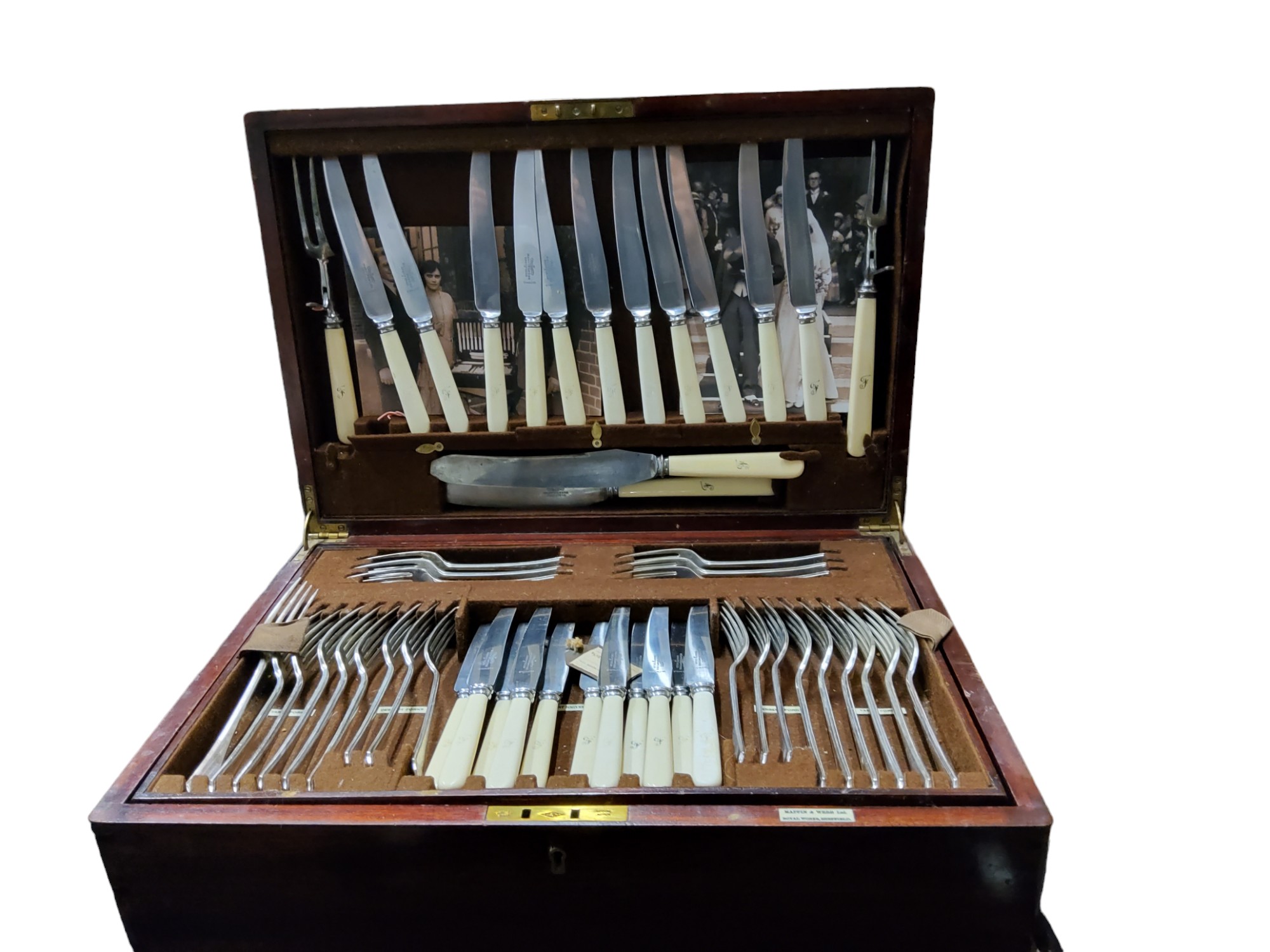 A canteen of Mappin and Webb flatware, comprising soup spoons,  table knives, forks and spoons, - Image 2 of 2