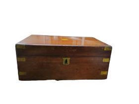 A Victorian brass bound mahogany rectangular writing box, 35cm wide, c.1860