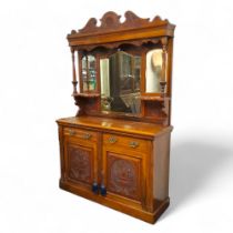A late Victorian mahogany mirror backed sideboard, 287cm high, 137cm wide, c.1870
