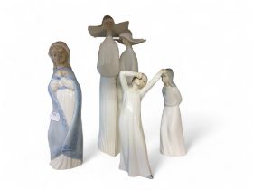 A Lladro figure group, Two Nuns, printed mark, 4611;  others, Nao;  etc