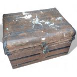 An early 20th century tin trunk, 50cm high, 74cm wide