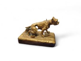 After Alphonse Giroux, early 20th century, a gilt bronze, of a bulldog, canted rectangular base,
