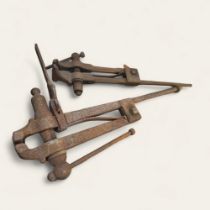 Two early 20th century blacksmiths leg vices