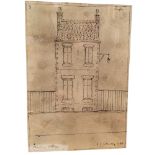 Manner of L S Lowry, Cottage, bears signature, dated 1961, pen and ink sketch, 18cm x 12.5cm