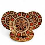 A set of six Royal Crown Derby Imari 1128 pattern  circular dessert plates, 22cm, printed marks,