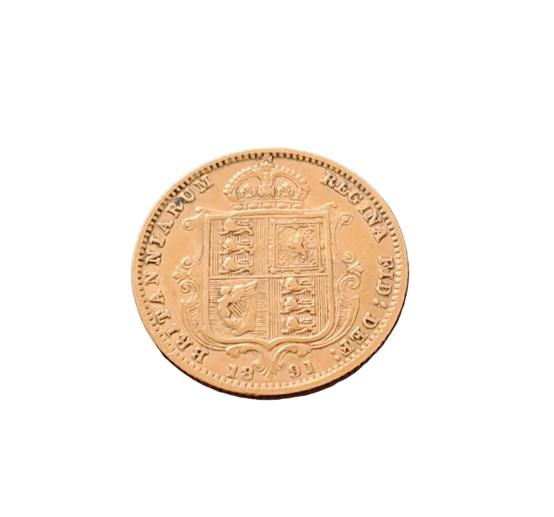 A Victorian Jubilee head, shield back, half sovereign dated 1891 - Image 2 of 2