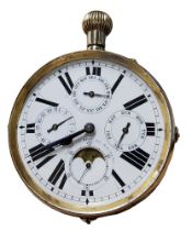 An American white metal and glass 8-day ball desk timepiece