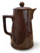 Great Western Railway - a Bourne & Sons Limited stoneware pot, angular handle, ball finial, 24cm