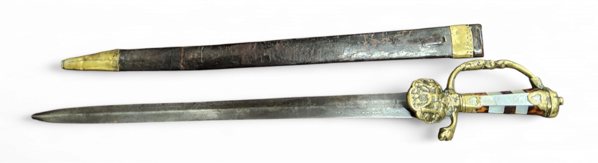 Tortoise Shell Pattern Sword An 18th century German hunting or boar sword, tortoiseshell and mother ...