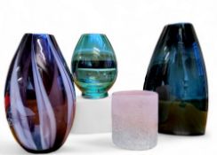 Mid Century Design - a Finnish 'Riihamaen Lasi/Riihimaki' emerald green glass vase; a Murano type