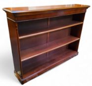 A reproduction mahogany open bookcase, 111cm x 150cm
