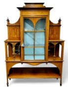 An Edwardian Sheraton Revival mahogany and satinwood inlaid display cabinet attributed to Robson &