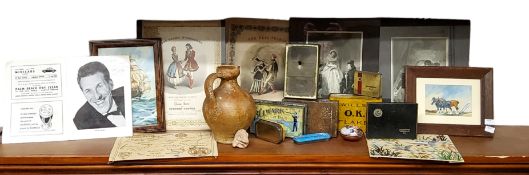 A saltglazed ewer stamped with four leaf clovers, signed to base; early dolphin mask pottery