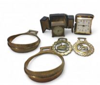 An Art Deco Zenith travel alarm clock, the case stamped Metal Dore, Zenith movement, cream dial,