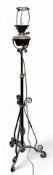 A Victorian telescopic wrought iron oil lamp, converted to standard lamp c.1880