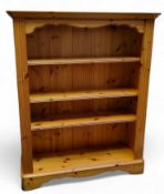 A modern pine open bookcase by Ducal Furniture, 120cm x 100cm x 31.5cm