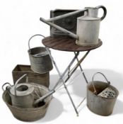 A property of Wall's ice cream galvanised canister; a twin handled galvanised was basin;