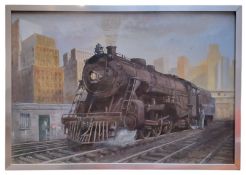 Trevor Faulkner (1929-2020) 'Lackavanna' impressionist locomotive study, oil on board, 39cm x 56cm