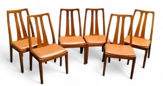Mid 20th Century Design - a set of six 1970's teak dining chairs by Nathan Furniture in butterscotch