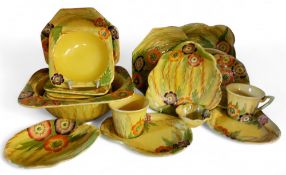 Carlton Ware Australian Design Anemone dessert set;  others, tennis cups and saucers;   dishes;