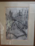 After Lowry, Salford, pencil, 42cm x 29cm, framed