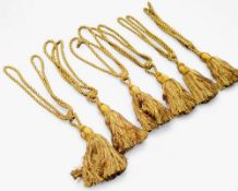 Interior Design - six matching tassled curtain tiebacks in tones of gold and maroon