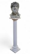 A contemporary Doric column plinth / jardiniere stand, painted white, 97cm high