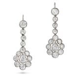 AN IMPORTANT PAIR OF FINE ANTIQUE DIAMOND DROP EARRINGS, 19TH CENTURY AND LATER in yellow gold an...
