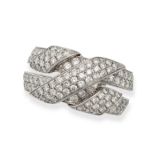 MAPIN & WEBB, A DIAMOND DRESS RING in 18ct white gold, in a stylised cross over design, set with ...