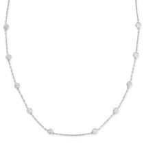 A DIAMOND CHAIN NECKLACE in 18ct white gold, the trace chain set with ten round brilliant cut dia...