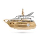 A DIAMOND YACHT PENDANT in 18ct yellow and white gold, the pendant designed as a yacht set with a...