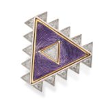 SOLANGE AZAGURY-PARTRIDGE, A DIAMOND AND ENAMEL MARQUISE RING in 18ct yellow and white gold, the ...