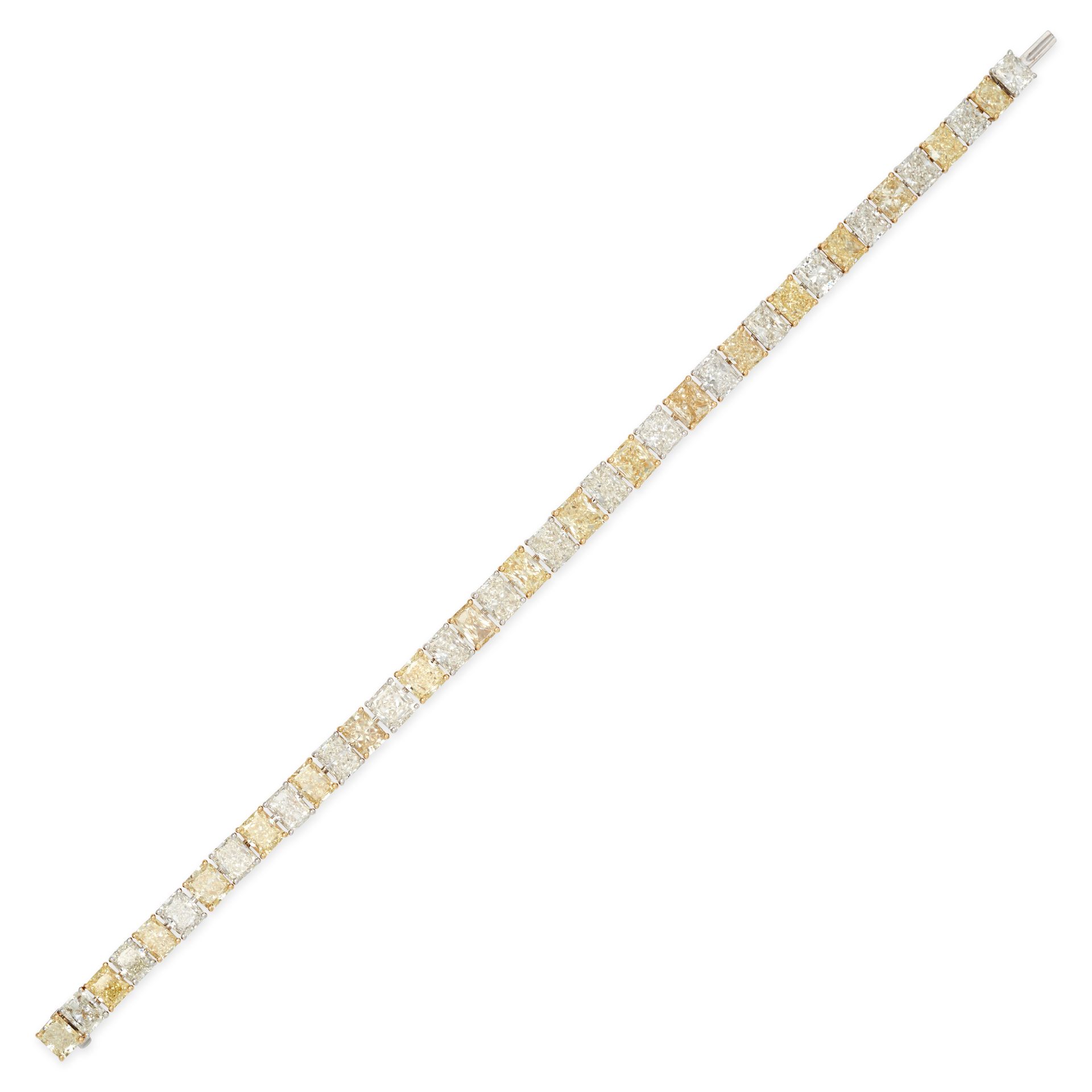 SALAVETTI, A YELLOW AND WHITE DIAMOND BRACELET in 18ct white and yellow gold, comprising a row of...