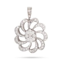 A DIAMOND PENDANT in white gold, set with a cluster of round brilliant cut diamonds accented by a...