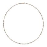 A PEARL CHAIN NECKLACE comprising a row of pearls, no assay marks, 36.0cm, 3.5g.